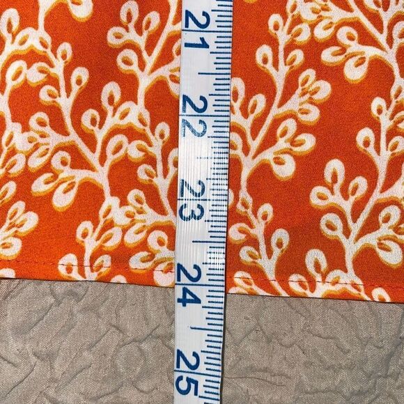 LOFT Tank Top Orange Pattern Ruffle Size Medium‎ Petite New - Picture 9 of 9
